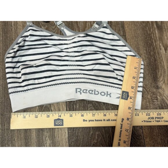 REEBOK WOMENS SPORTS BRA SIZE L PERFORMANCE RACERBACK WHITE AND GREY - Picture 8 of 8